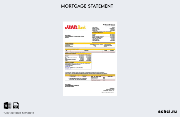 загрузка в цифровом формате Ямайка JMMB Bank Limited, выписка по ипотеке, шаблон